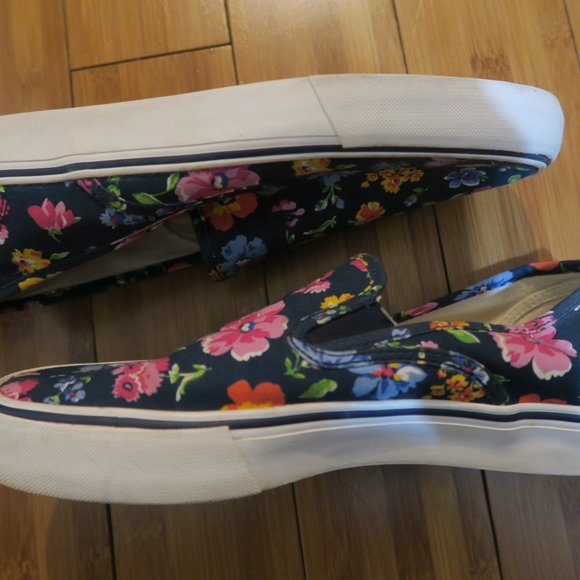 Polo Ralph Lauren Mytton Navy Floral Canvas Men\'s Sneakers Size 10 D